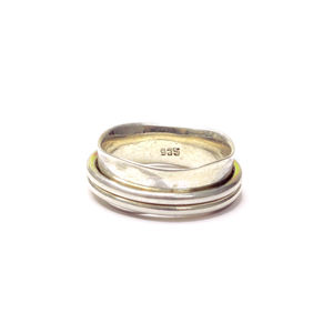 Fashionable <b>Silver</b> <b>Spinner</b> <b>Ring</b> 5.8 Gram Gold Plated Metal Inlay Trendy Fashion <b>Rings</b> for Gifts - Product Image 1