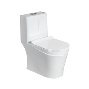 WC monobloc Armano à cuvette allongée, double chasse, siphon en P, à poser au sol, design contemporain, écologique, désodorisant, facile à nettoyer - Product Image 1