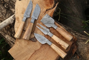 Nouveauté Couteau à steak damas prix usine Lot de 5 pièces avec manche en bois d'olivier Couteau à fromage - Product Image 6