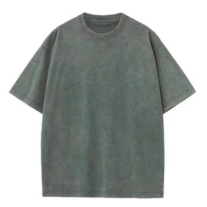 Lavé à l'acide de haute qualité impression numérique personnalisée hommes goutte épaule chemise à col rond avec Logos brodés prix raisonnable - Product Image 3