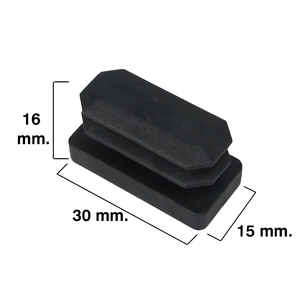 Tappo Terminale Rettangolare Nero 15x30mm. Confezione blister da 4 pezzi. - Product Image 1