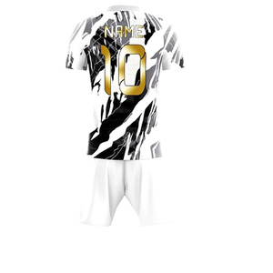 Maillot de football unisexe en gros, uniforme d'équipe, logo personnalisé imprimé, polyester, manches courtes, respirant, léger, séchage rapide, col en V - Product Image 5