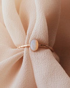 Ethiopian <b>Opal</b> Stone <b>Ring</b> Solid 925 Sterling <b>Silver</b> Hammer Texture Band 18k Gold Plated Wedding Engagement <b>Ring</b> Fine Jewelry - Product Image 3