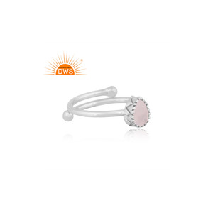 Meilleure vente de bague empilable en argent sterling fin avec pierre naturelle de lune arc-en-ciel fabricant de bijoux personnalisés - Product Image 3