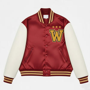 Chaquetas Varsity de Satén Impermeables de Doble Cara con Logotipo Personalizado Bordado, Fabricación en Fábrica, MOQ Bajo, Precio Económico para Hombre - Product Image 1