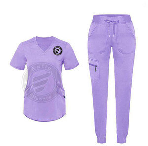 Tenues d'infirmière athlétiques personnalisées en usine, ensembles de pantalons de survêtement en spandex, uniformes médicaux d'hôpital - Product Image 1
