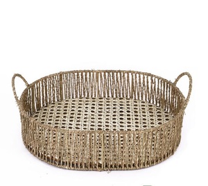 ถาดไม้หวายพร้อมหูจับ,ถาดเสิร์ฟขนมและกาแฟสำหรับอาหารเย็นอุปกรณ์จัดเลี้ยงในห้องครัว - Product Image 1