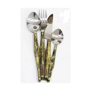 Ensemble de couverts en acier inoxydable plaqué couleur argent de 5 fourchette cuillère couteau lave-vaisselle ensemble de couverts produits de qualité standard - Product Image 5