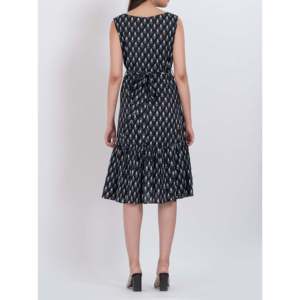Vestido Midi de Algodón sin Mangas con Estampado Floral Negro para Mujer, Transpirable y de Alta Calidad, con Cinturón en la Cintura, Ideal para Fiestas de Verano en la Playa - Product Image 2