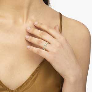 Bague de fiançailles hip-hop tendance en or jaune 14 carats, incrustation de moissanite de 0,50 carat sertie en canal, plaqué or 18 carats - Product Image 4