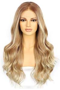 Perruque Remy 360 élégante avec base en dentelle suisse, teinte blonde miel - Product Image 5