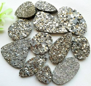 Pierre précieuse de quartz, cabochon, pyrite naturelle, druzy, fabrication de bijoux, pierres précieuses polies en vrac, grossiste, couleur - Product Image 4