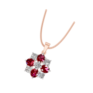 Thanh lịch Ruby và kim cương Cụm mặt dây chuyền vòng cổ trong rắn Rose Gold, và Sterling Silver cài đặt - Product Image 1