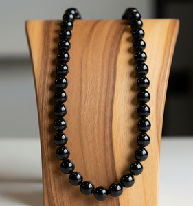 Guérison Naturel Noir Onyx Pierre Perlé Collier Femmes 18 Pouces Argent 925 Serrure Noué À La Main Conception À La Mode Accessoire De Mode - Product Image 3