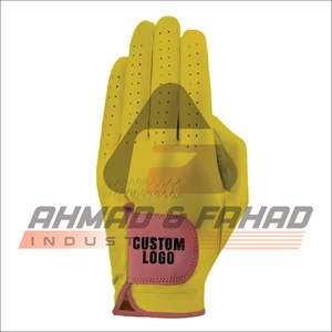 Gants de golf en cuir synthétique jaune tout temps - Product Image 1
