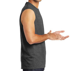 Débardeur en jersey de coton pour hommes Heather Dark Grey Cotton Wholesale - Product Image 3