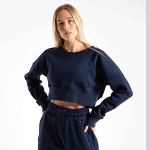 Sudaderas cortas de longitud corta de la mejor calidad para mujer con impresión de logotipo personalizado bordado colores tela peso y diseño de cuello - Product Image 1