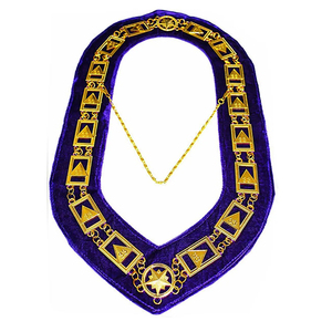 Custom Blue Masonic Collar Embroidered Silver Trim Rhinestone Decoration Classical Design Metal Badge with Safety <b>Pin</b> - Product Image 6