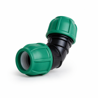 Coude de compression égal à 45 degrés PN12.5 en PP pour tuyaux PE/HDPE, résistant aux UV, raccord anti-fuite, norme DIN, pour l'irrigation agricole