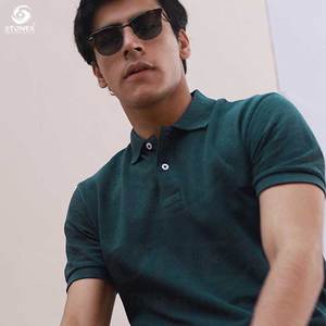 220gsm T-shirt polo en coton personnalisé avec col raide Polo pour hommes à manches courtes tricoté vierge à manches courtes chemises habillées pour hommes - Product Image 5