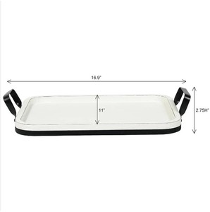 Plateau de service et de décoration rectangulaire blanc de vente chaude plateau en bois carré moderne avec poignées en métal pour la maison et les restaurants de noël - Product Image 3