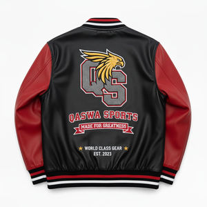 เสื้อแจ็คเก็ตหนังผ้าใบเคลือบพรีเมี่ยมสำหรับผู้ชายฤดูหนาวคอตั้งมีสไตล์แขนสีตัดกันเรียบและดีไซน์ซิปรูดทันสมัย - Product Image 4