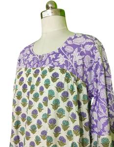 Robe longue en coton imprimé à la main à motifs floraux, style bohème, pour femmes, pour l'été - Product Image 3