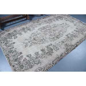 Tapis turc vintage, tapis de 5,5 x 9,4 pieds, tapis gris en laine du sud-ouest - Product Image 2