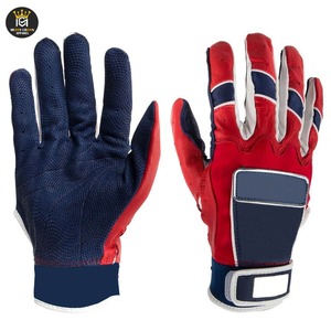 Gants de frappeur de baseball à sangle de poignet réglable à vendre Gants de frappeur de baseball en cuir PU pour adultes - Product Image 1