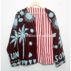Wholesale Floral Embroidered Cotton Knitted <b>Velvet</b> Eco-Friendly <b>Jacket</b> for <b>Women</b> Handmade Suzani Ethnic Winter Coat for <b>women</b> - Product Image 6