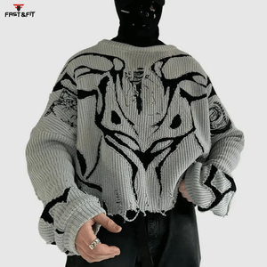 Pull d'hiver pour homme en laine/cachemire à manches longues, col rond, logo sur le devant, tricoté, anti-rides, séchage rapide, design personnalisé, haute qualité - Product Image 2