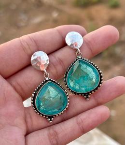 Boucles d'oreilles en argent Sterling 925 magnifiquement conçues bijoux en argent mignon Pariba pierre précieuse en cristal pour cadeau de fête de mariage pour elle - Product Image 3