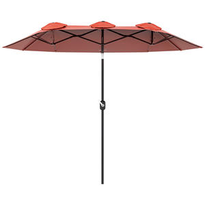 Outsunny Parasol de jardin à double inclinaison avec ouverture à manivelle, 295x152x222cm, rouge - Product Image 1