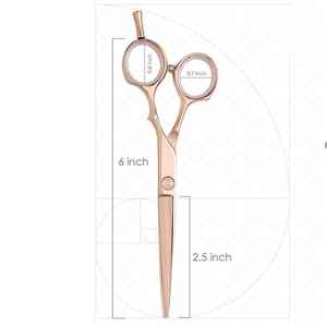 กรรไกรตัดผมสำหรับช่างตัดผมขนาด6.0นิ้วสีโรสโกลด์พร้อมที่วางนิ้วสแตนเลสกระเป๋าหนัง - Product Image 2