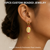 Boucles d'oreilles pendantes personnalisées faits main, style bohème baroque, perles et pierres naturelles, nacre, plaqué or, élégantes, bijoux de mode pour femmes, faible MOQ
