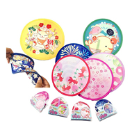 Éventail pliant rond vintage japonais personnalisé, éventail pliant portable à sublimation, disque volant pliable en nylon, éventail rond à main