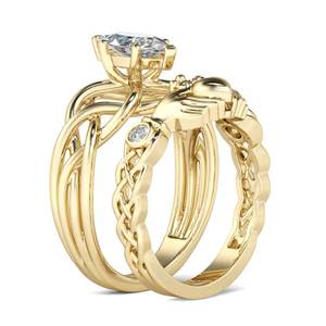 Jeulia Intertwined Claddagh Sterling <b>Silver</b> <b>Ring</b> <b>Set</b> with Princess Cut Gemstone - Product Image 3