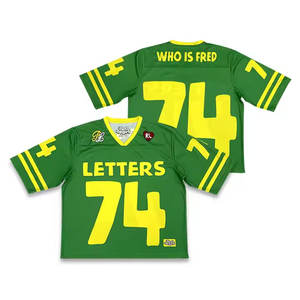 Impression par sublimation personnalisée Chemise en maille coupe carrée, maillot de football américain décontracté de grande taille avec col en V et manches courtes pour le sport - Product Image 4