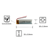 Baterai litium polimer 501035 501035-2, baterai pengganti 2 kabel 130mAh 3.7V, baterai Speaker isi ulang kapasitas tinggi