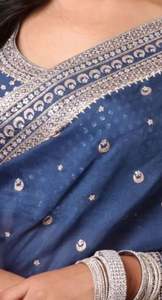 Nouvel arrivage de vêtements de fête, soie Organza Pure, codage et broderie, sari de travail avec chemisier fournisseur indien - Product Image 2