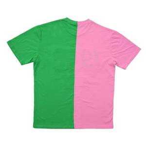 2025 grec rose et vert 1908 T-Shirt unisexe demi-demi-couleur bloc t-shirt avec lettrage de sororité, décontracté été Streetwear - Product Image 2