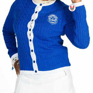 Cárdigan Acrílico Bordado de la Hermandad Zeta Phi Beta para Mujer |   Suéter de Lana Acrílica Personalizado con Bordado de la Hermandad ZPB para Mujer - Product Image 6