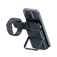 Banque d'alimentation sans fil 3 en 1 10000mAh avec béquille, support magnétique pour téléphone, mini portable, charge rapide 22,5W, affichage LED, charge rapide