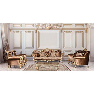 Canapé en bois massif Jamila classique de luxe, fabriqué à la main avec des matériaux de qualité supérieure pour appartement ou villa, salon - Product Image 1
