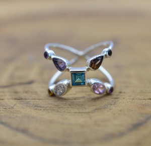 Anillo de plata estilo bohemio hecho a mano, joyería de plata de ley 925, piedra preciosa múltiple, anillo de tendencia, joyería para mujer, regalo para ella - Product Image 4