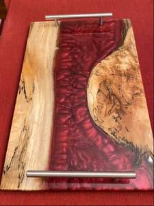 Bandeja de Madera Natural y Resina Epoxi Transparente, Bandeja Rectangular para Servir el Desayuno, Plato para Cocina, Venta Al por Mayor - Product Image 5