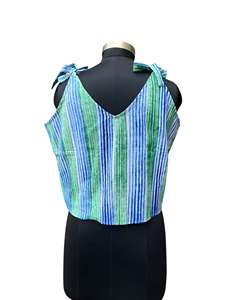 Top elegante de algodón a rayas sin mangas para mujer con detalle de botones en la parte delantera y ajuste cómodo para uso informal y de verano - Product Image 3