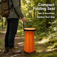 Tabouret de voyage rétractable, pliable, léger, en plastique, durable, pour la pêche, compact, peu encombrant, facile à transporter
