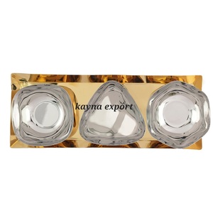 Stainless Steel Designer Shape Set of 3 Mini Bowl Christmas Gifting gold Color Metal Bowl - Product Image 1