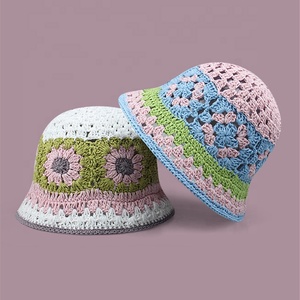 2025 unisexe été coton seau chapeau nouvelle plage vacances Style camionneur parasol rose bleu tricot Crochet Performance cyclisme - Product Image 5